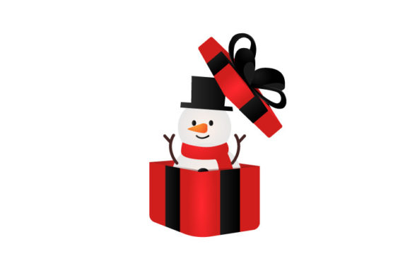 Download Illustration Snowman in a Red Gift Box - Gift Collection