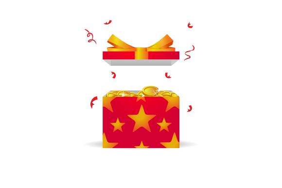 Download Red Gift Star Box with Coins Design - Gift Collection