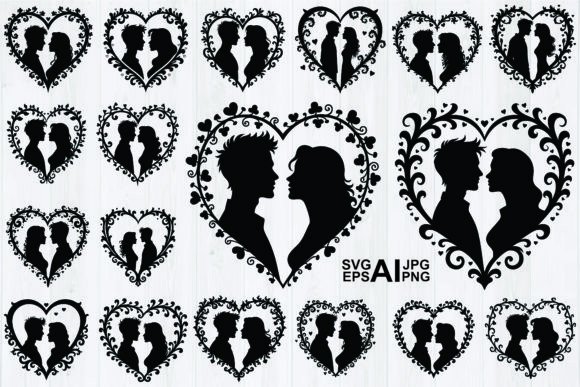 Download Set of Silhouette Valentine's Day Love - Premium Resources