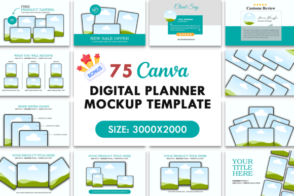 Download 75 Digital Planner Listing Canva Mockups - Planner Collection