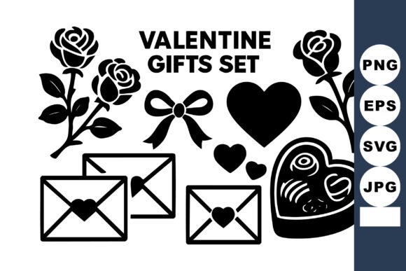Download Valentine Gifts Set with Roses Hearts En - Gift Collection