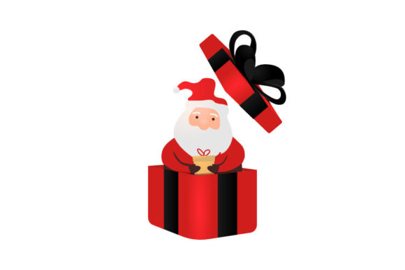Download Cute Cartoon Santa Claus in a Red Gift - Gift Collection