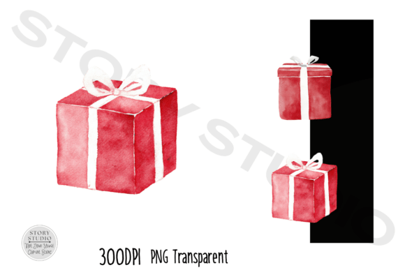 Download Watercolor Red Gift Box Clipart Set - Gift Collection