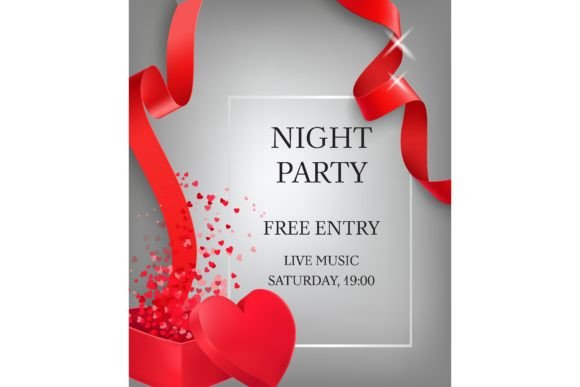 Download Night Party Lettering with Red Gift Box. - Gift Collection