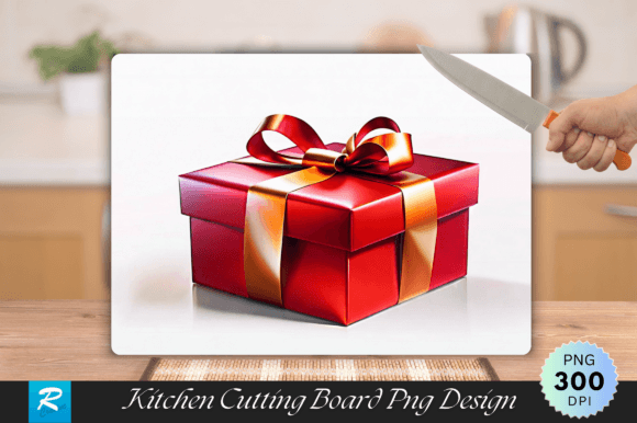 Download Red Gift Box Cutting Board PNG Design - Gift Collection