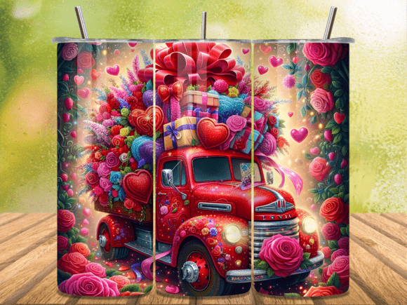 Download Floral Red Gift Truck Valentine Tumbler - Gift Collection